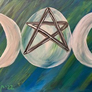 Original 16x20 Canvas Painting - Wiccan Moon